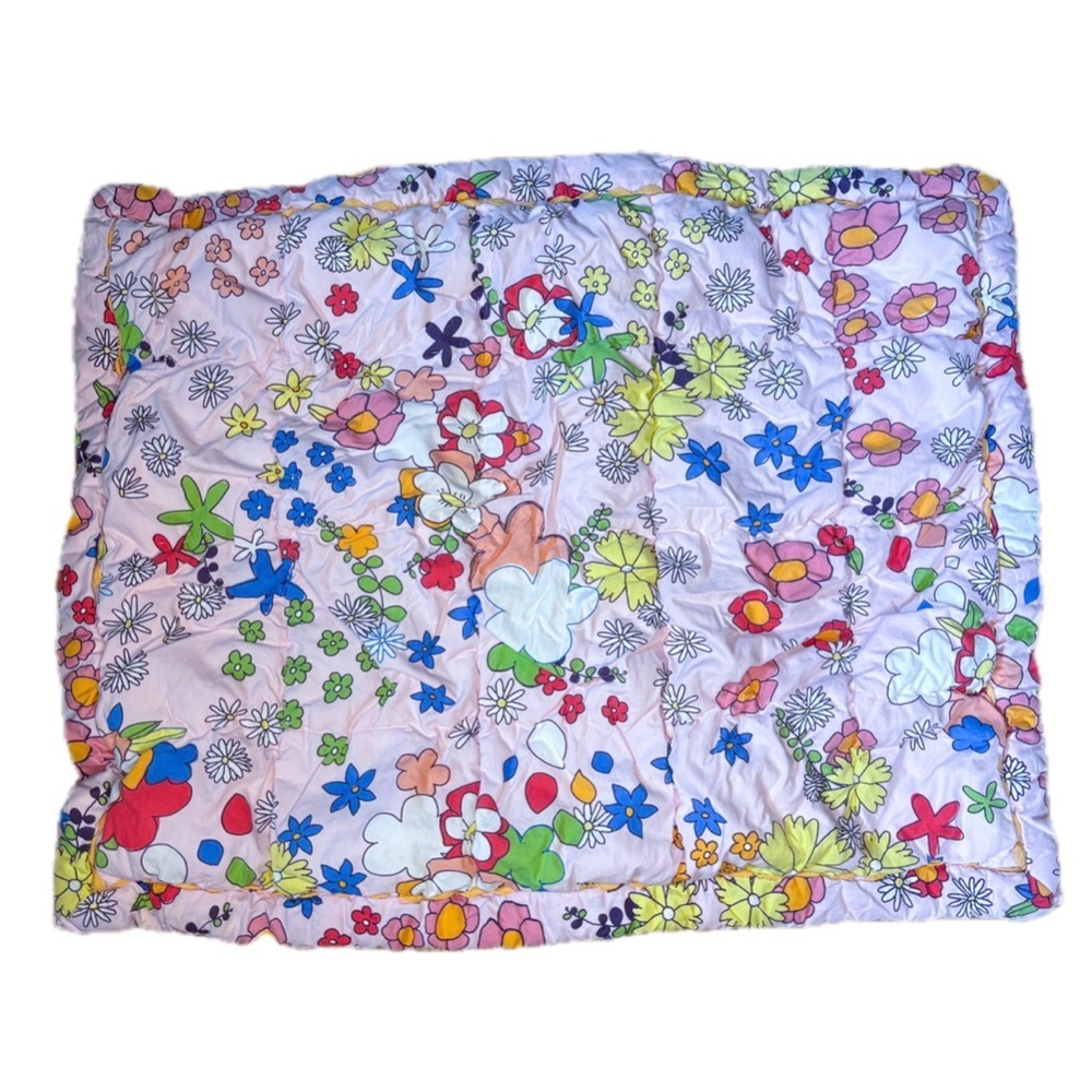 The Land Of Nod Shabby Floral Quilted Pillow Sham Flower Power Whimsical Playful - Picture 1 of 6